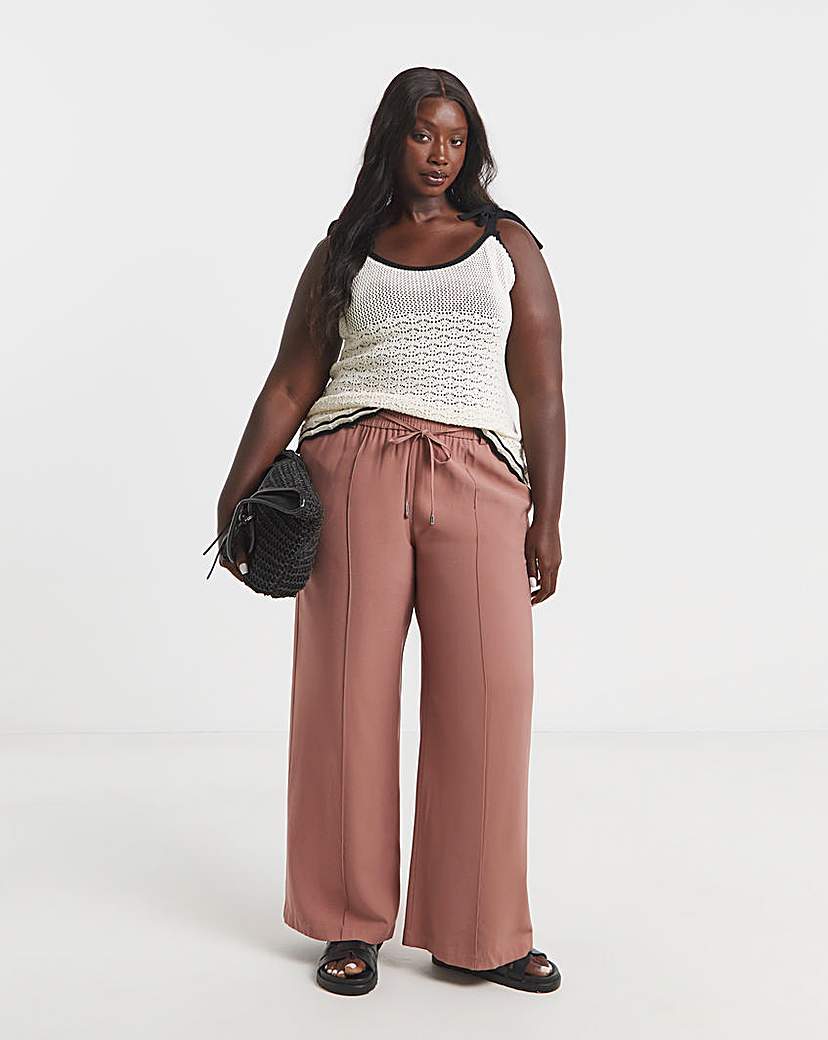 Terracotta Twill Wide Leg Trousers