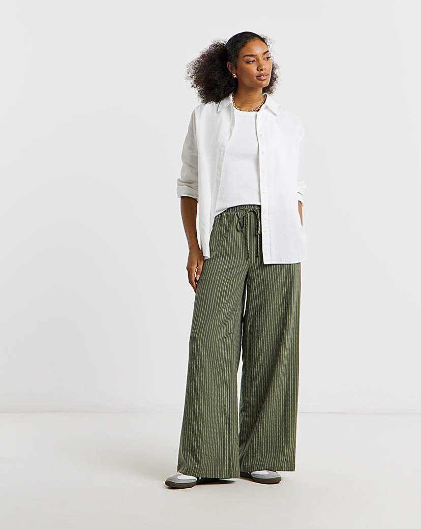 Simply Be Khaki Stripe Peg Leg Trouser