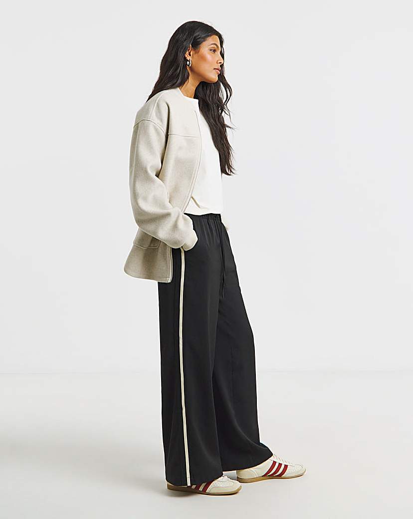 New In - Black Side Stripe Wide Leg Trousers
