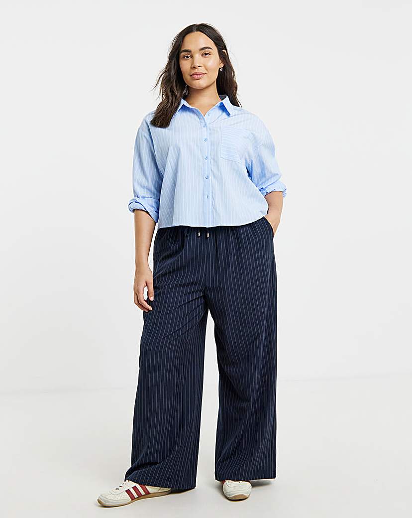 New In - Simply Be Pinstripe Wide Leg Trousers