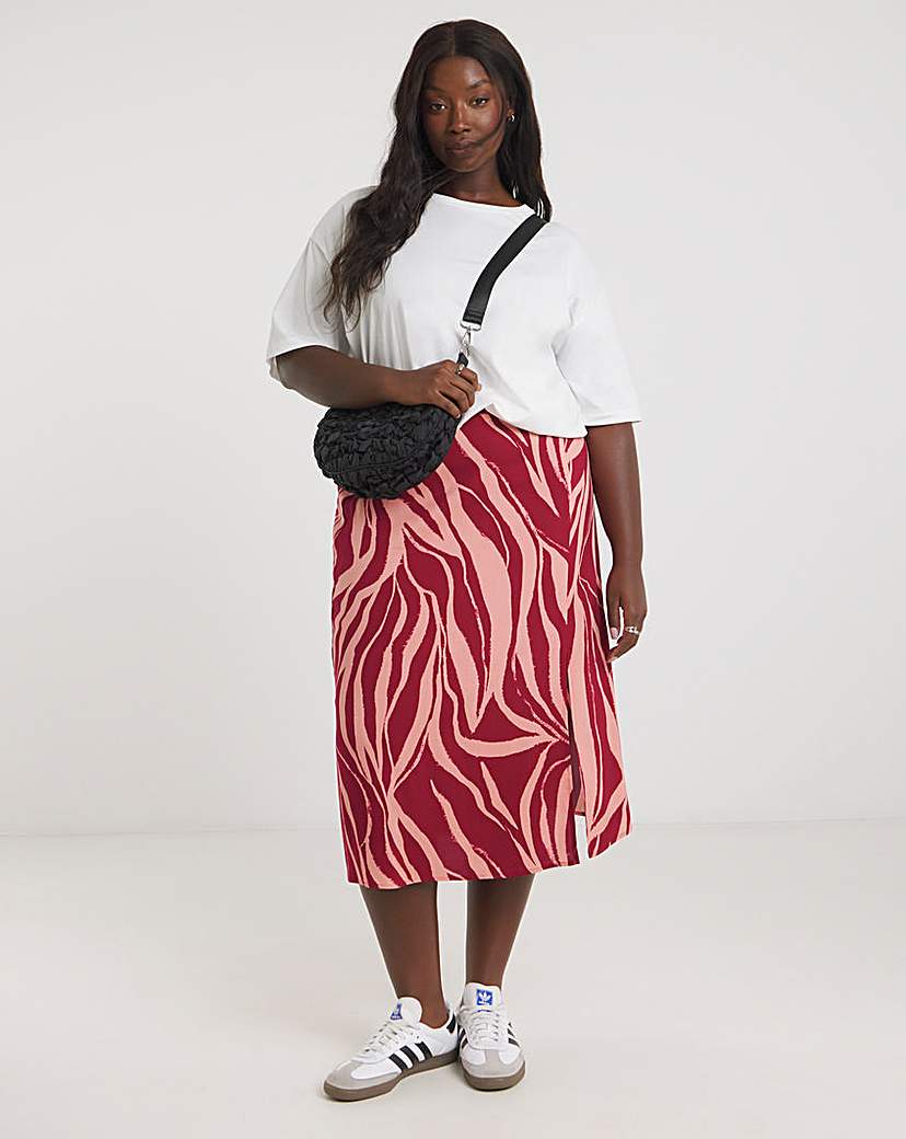 New In - Spun Viscose Side Split Midi Skirt