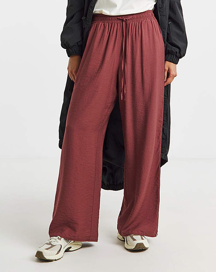 Burgundy Side Stripe Wide Leg Trousers