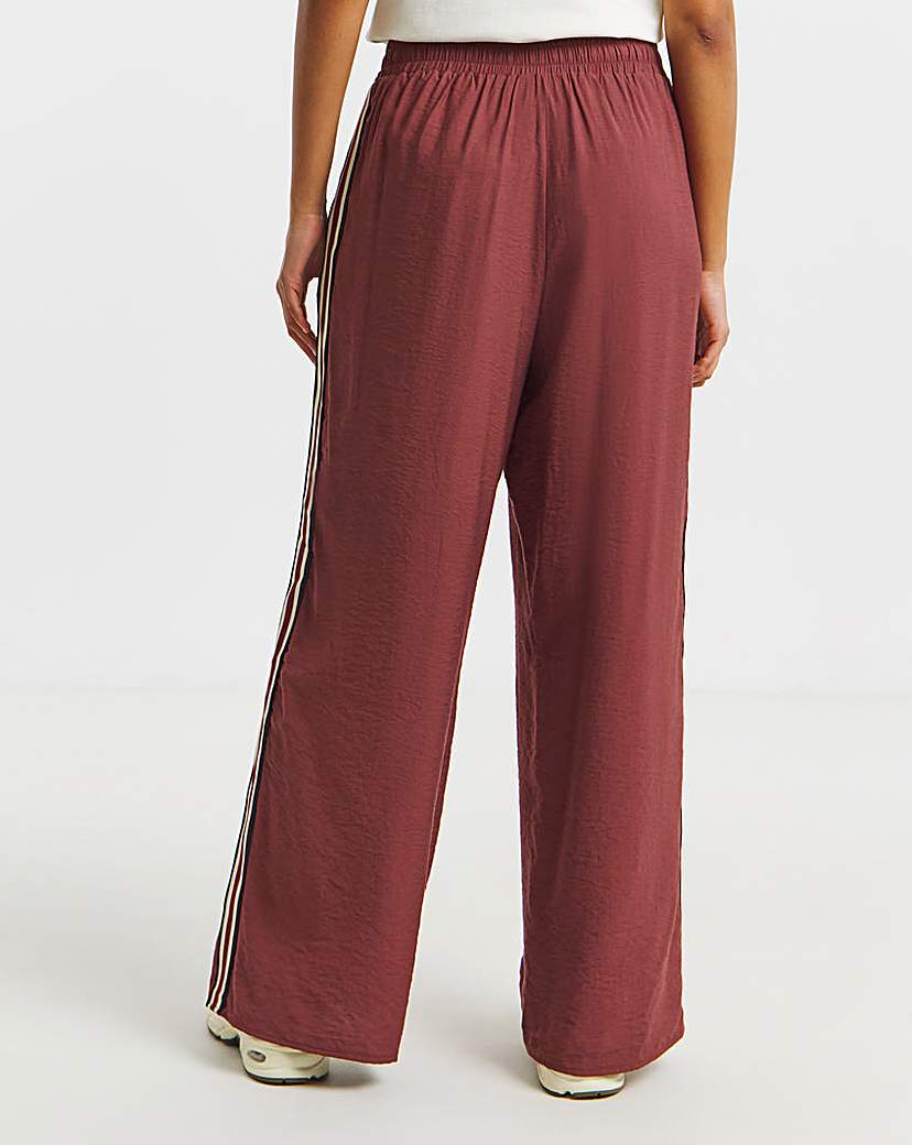 Burgundy Side Stripe Wide Leg Trousers