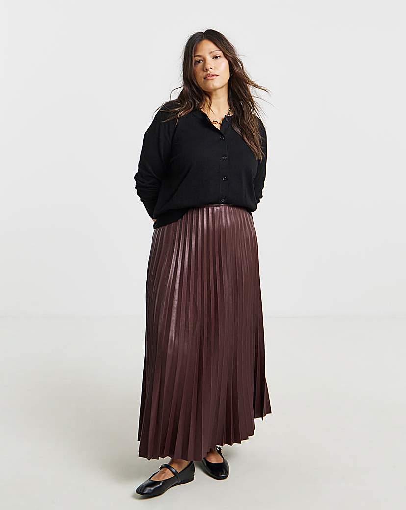New In - Simply Be Pu Pleated Midaxi Skirt