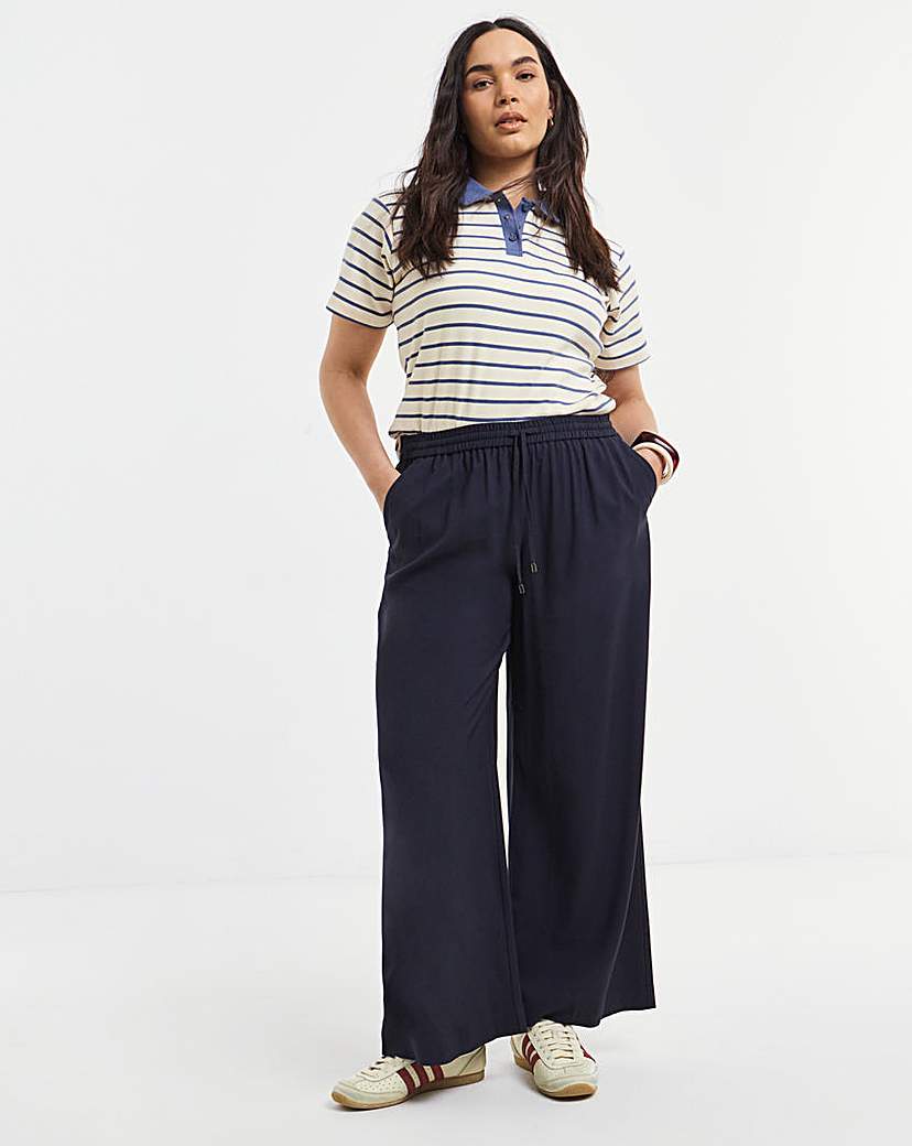 Simply Be Twill Wide Leg Trousers
