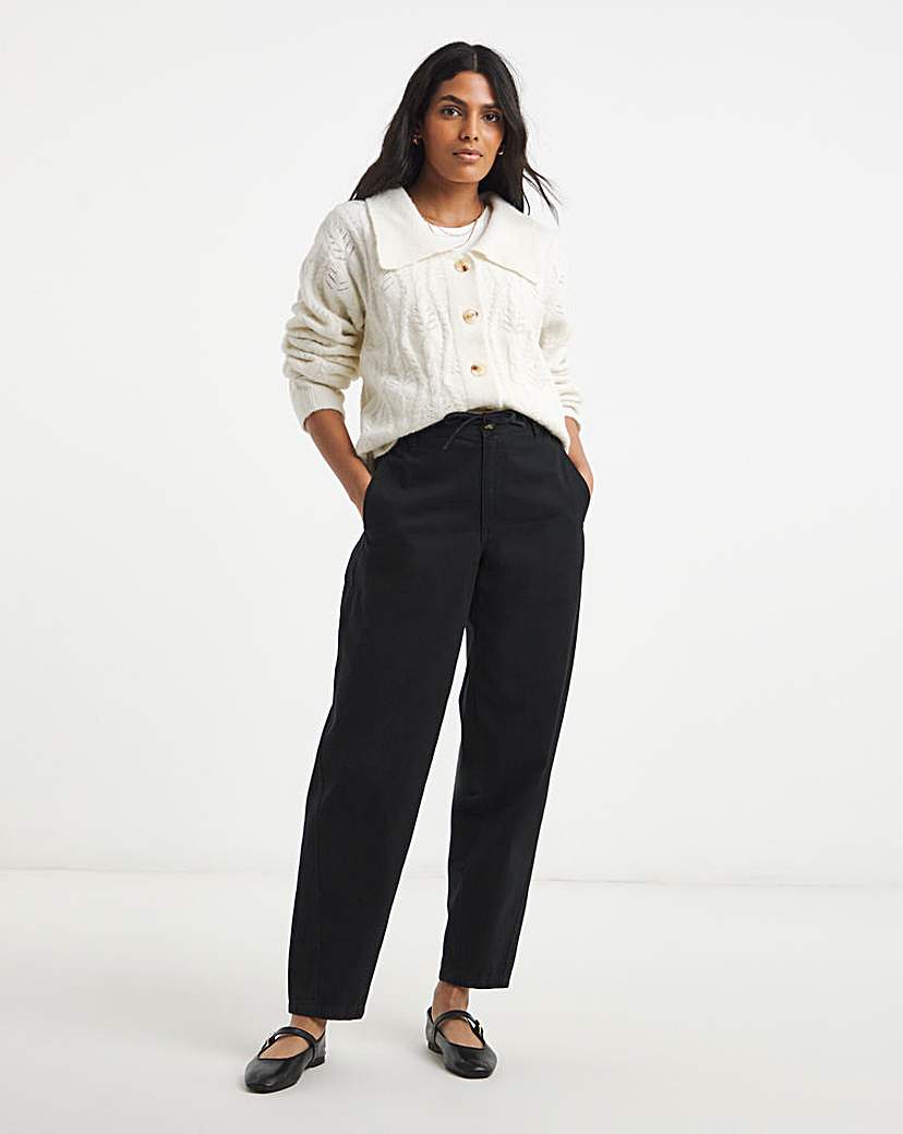 Black Adjustable Peg Leg Trouser