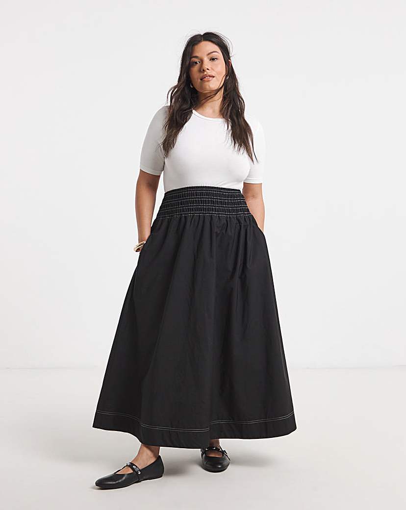 Simply Be Black Shirred Waist Skirt