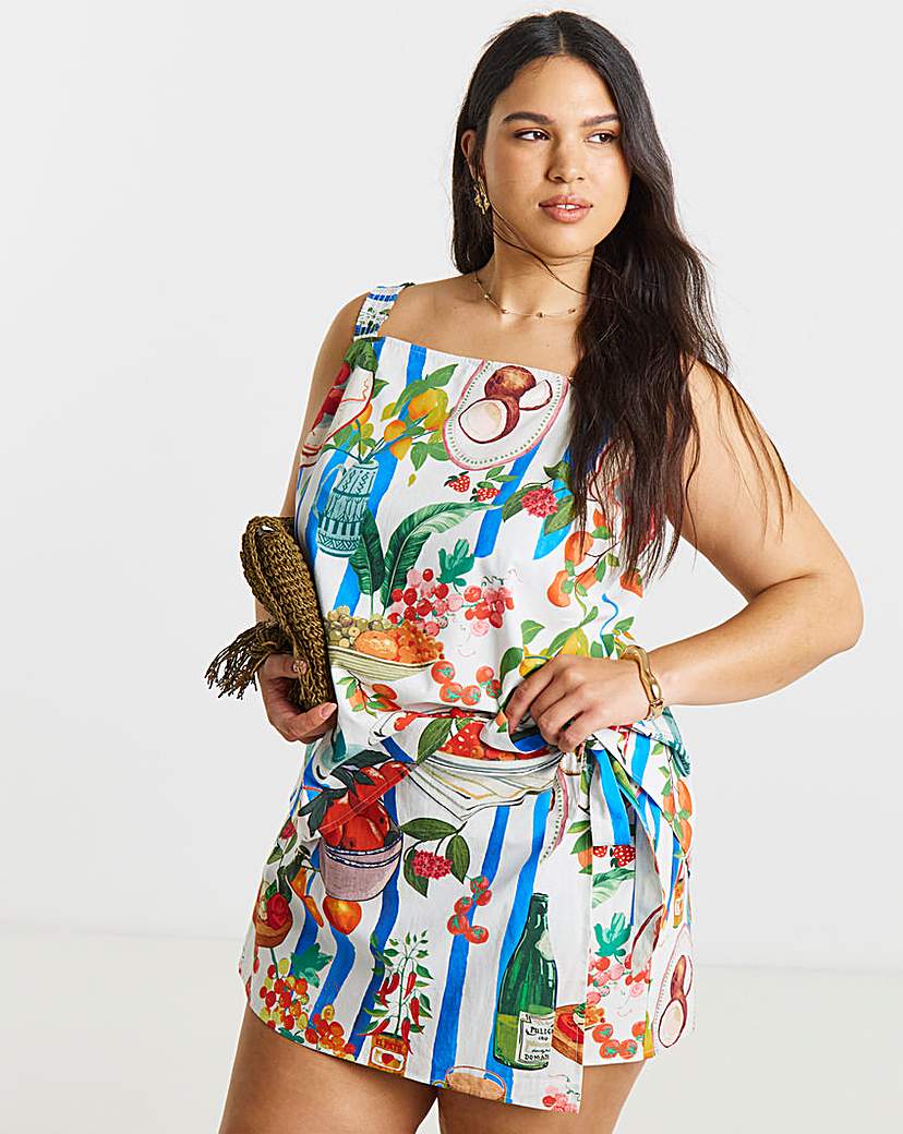 Plate Print Wrap Skort