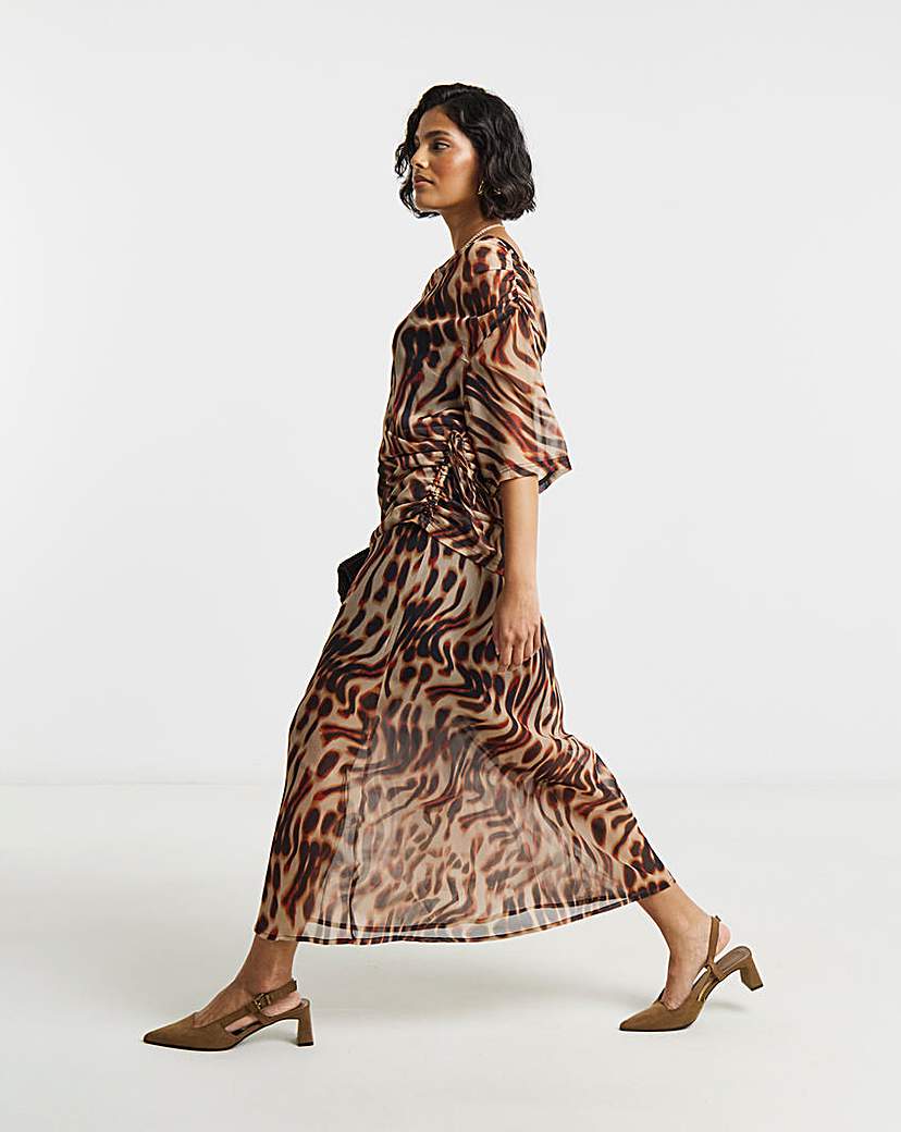 Animal Chiffon Maxi Skirt