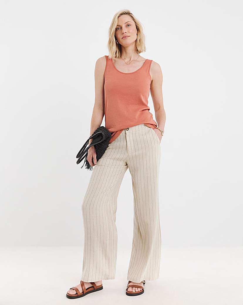 Ramie Linen Mix Wide Leg Trousers