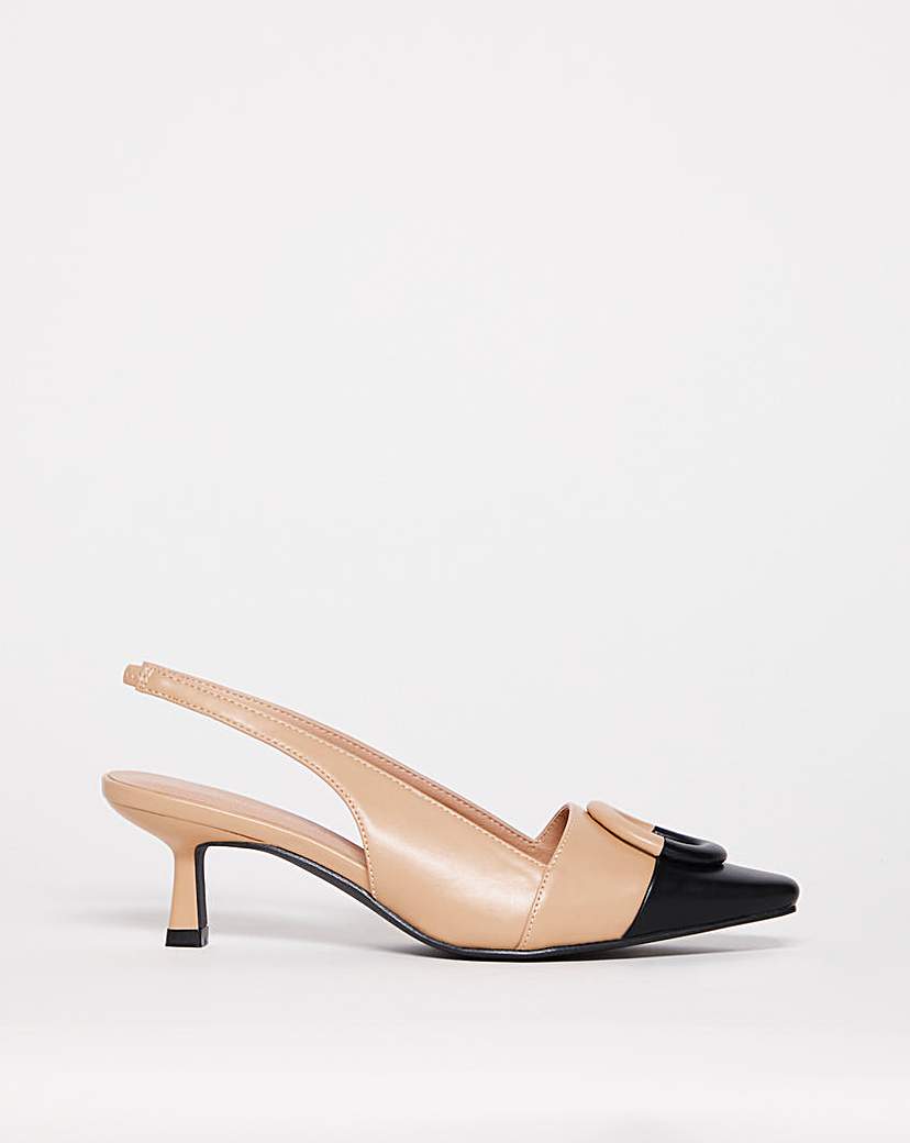 Two Tone Slingback Court Shoe EEE Fit