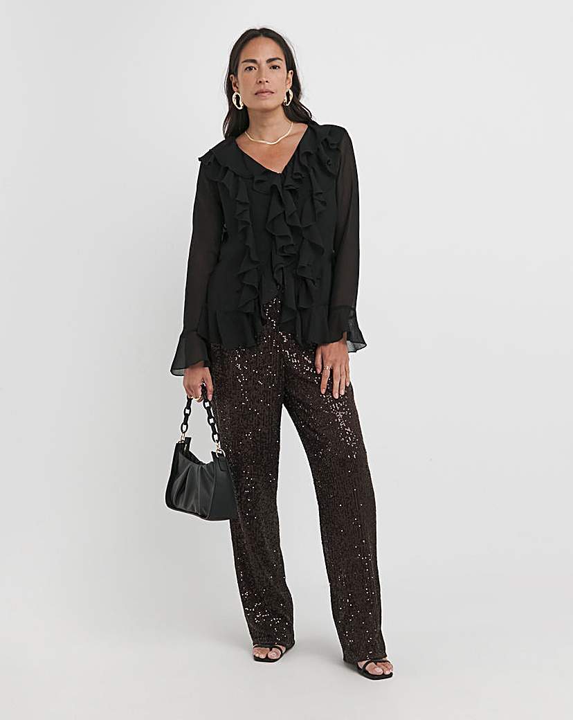 Sequin Straight Leg Trouser