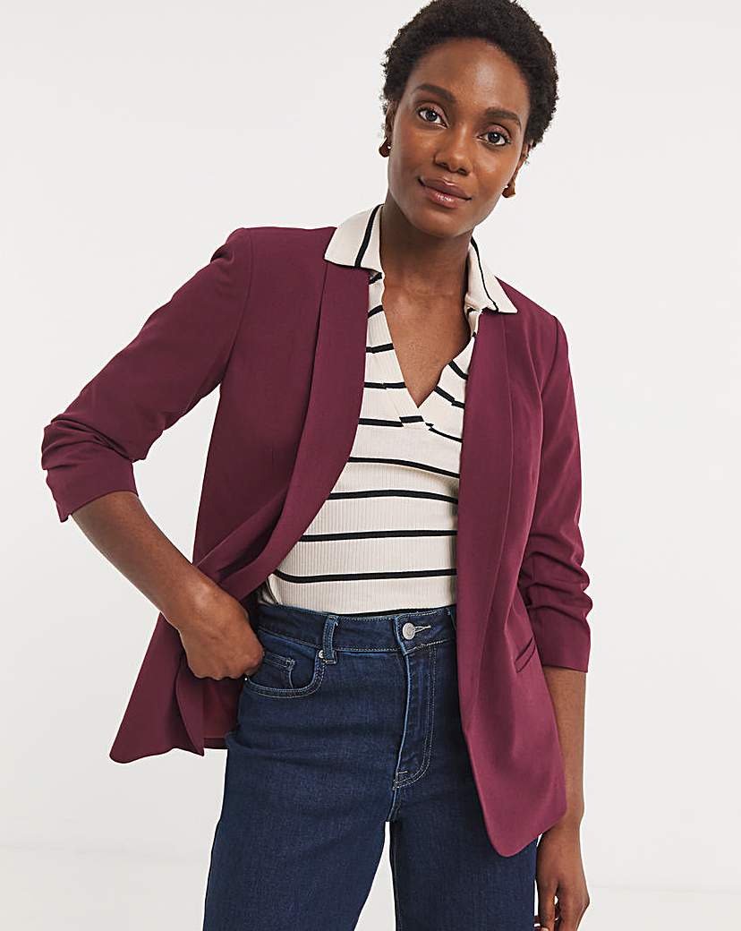 Ruched Sleeve Blazer