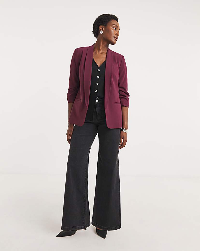 Ruched Sleeve Blazer