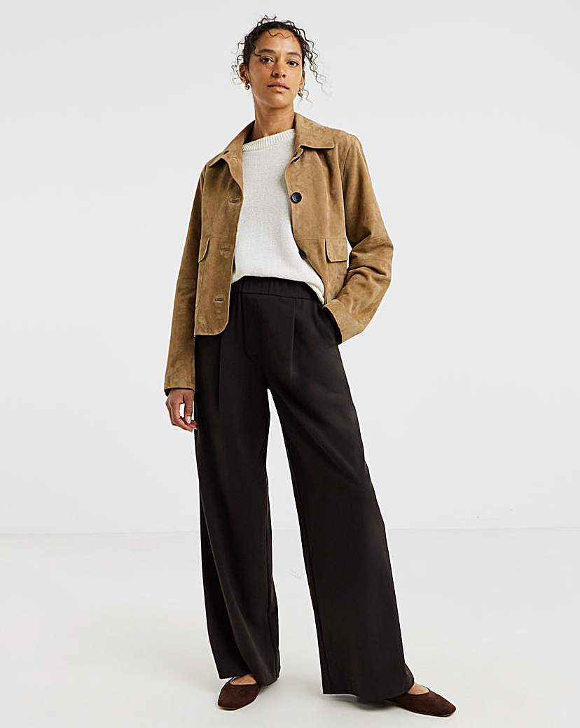 New In - Pull On Elastic Waist Wide Trousers