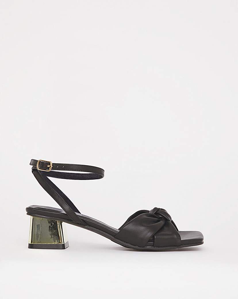 Metallic Block Heel Sandal E Fit