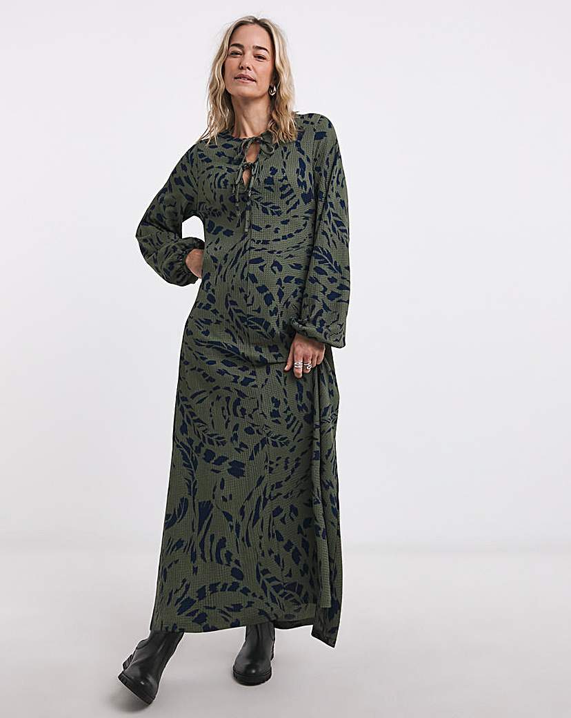 Textured Jersey Tie Maxi Dress