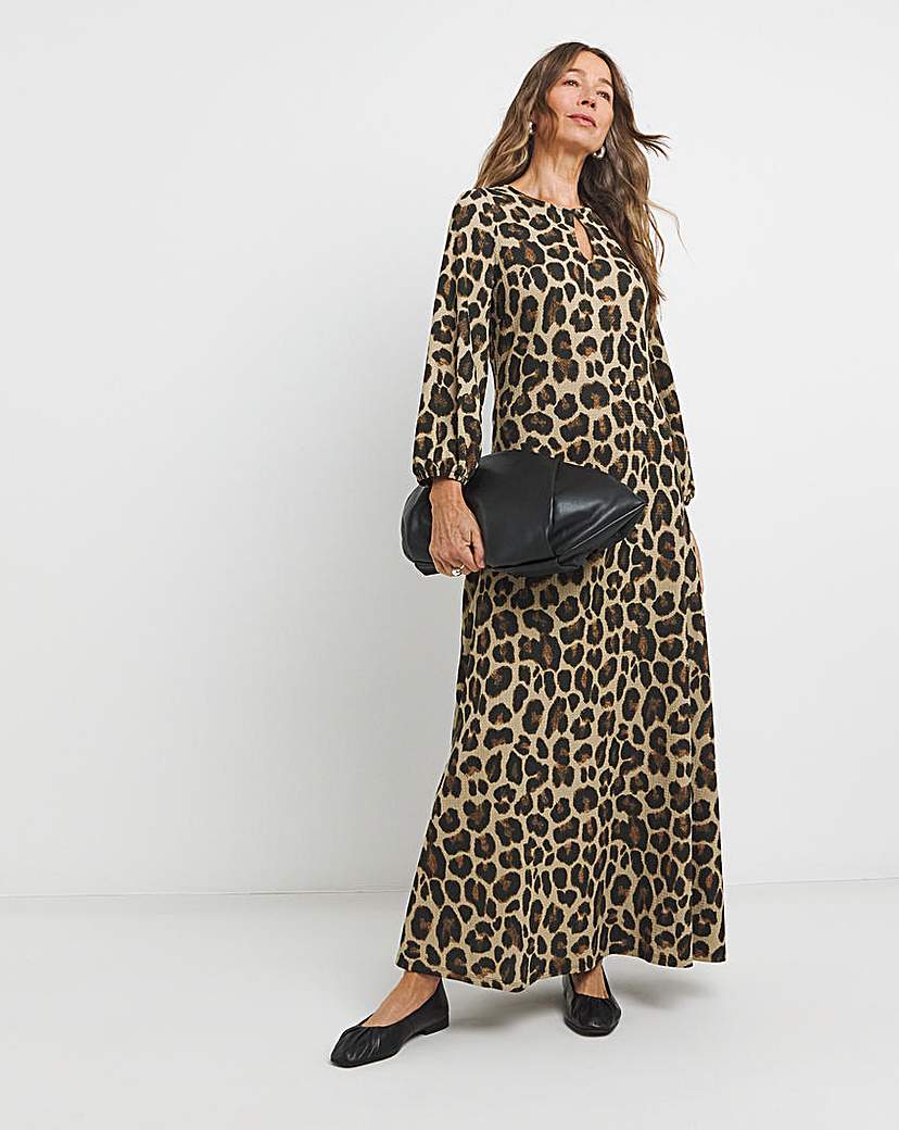 Textured Jersey Keyhole Maxi Dress