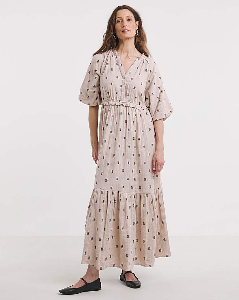 Pure Cotton Bubble Sleeve Maxi Dress
