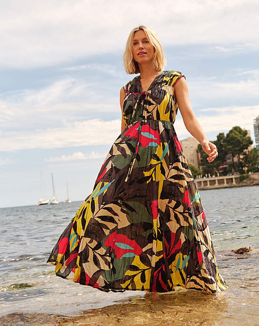 Pure Cotton Tie Front Maxi Dress