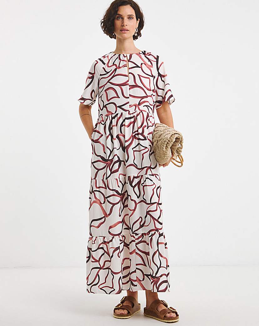 Short Sleeve Smock Maxi Dress