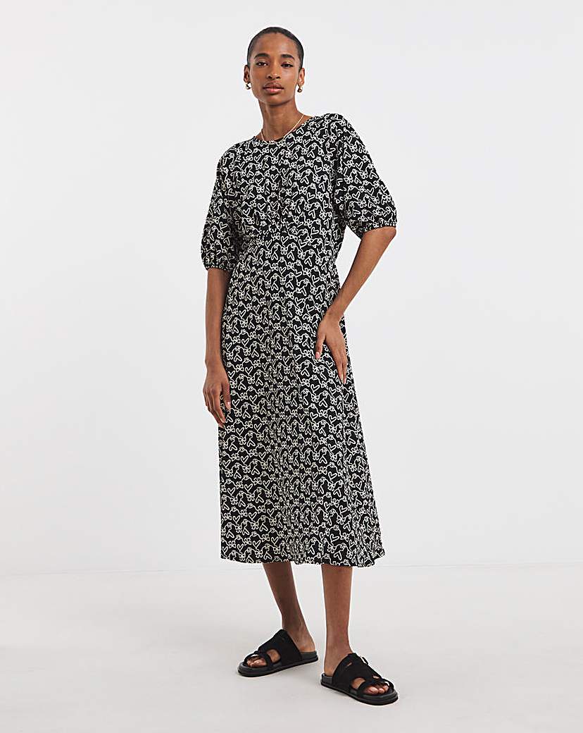 Textured Bubble Sleeve Dress