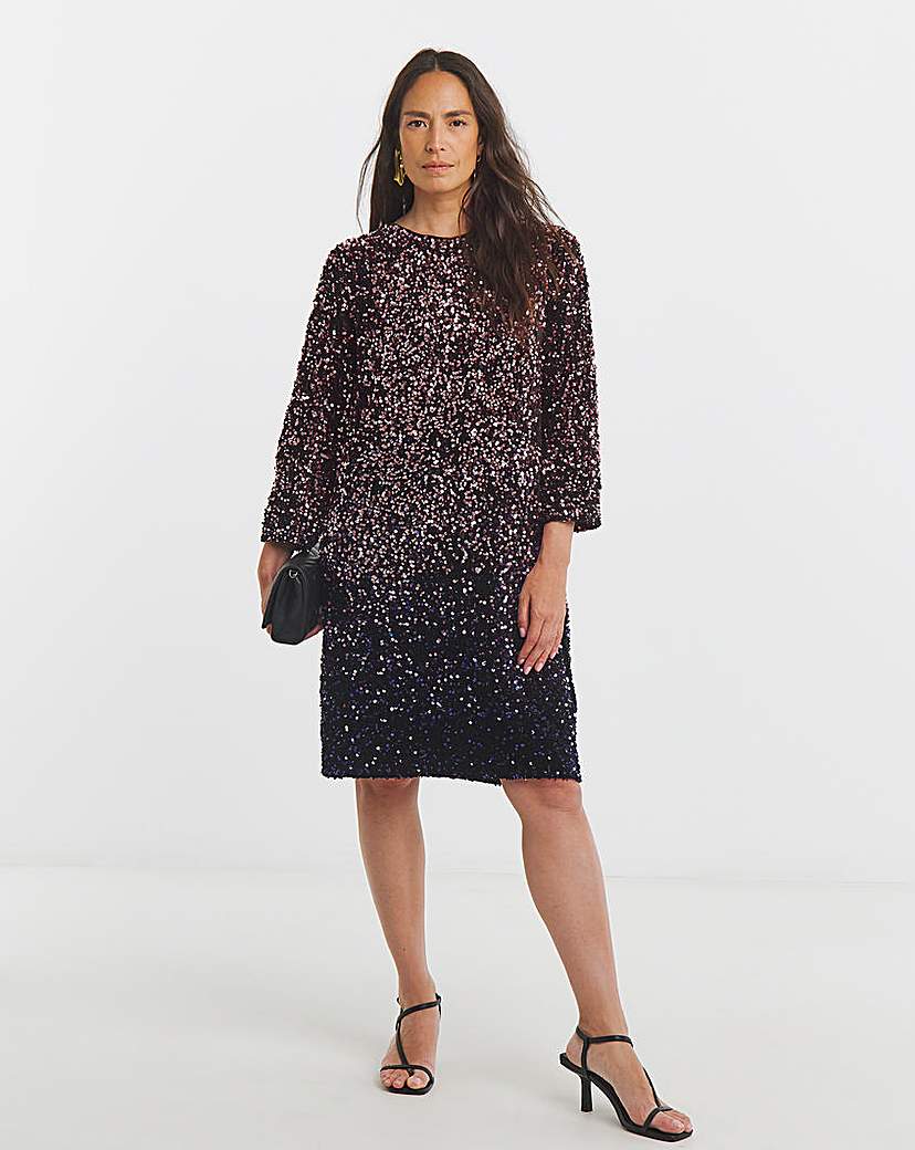 New In - Ombre Sequin Shift Dress