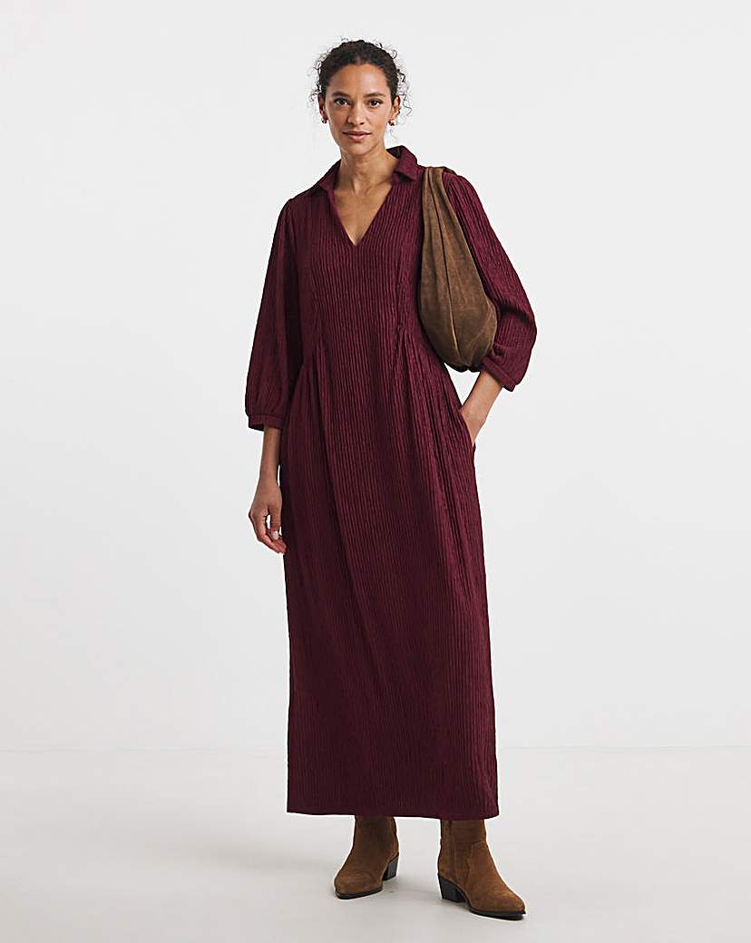 Textured Jersey Collared Dress