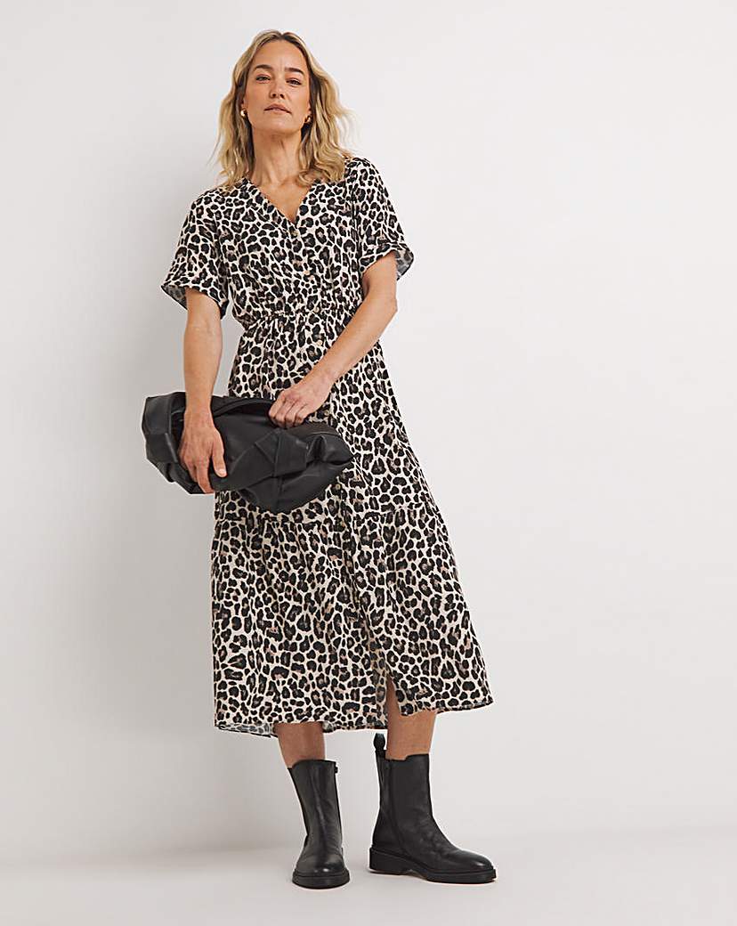 Leopard Print Button Through Dress