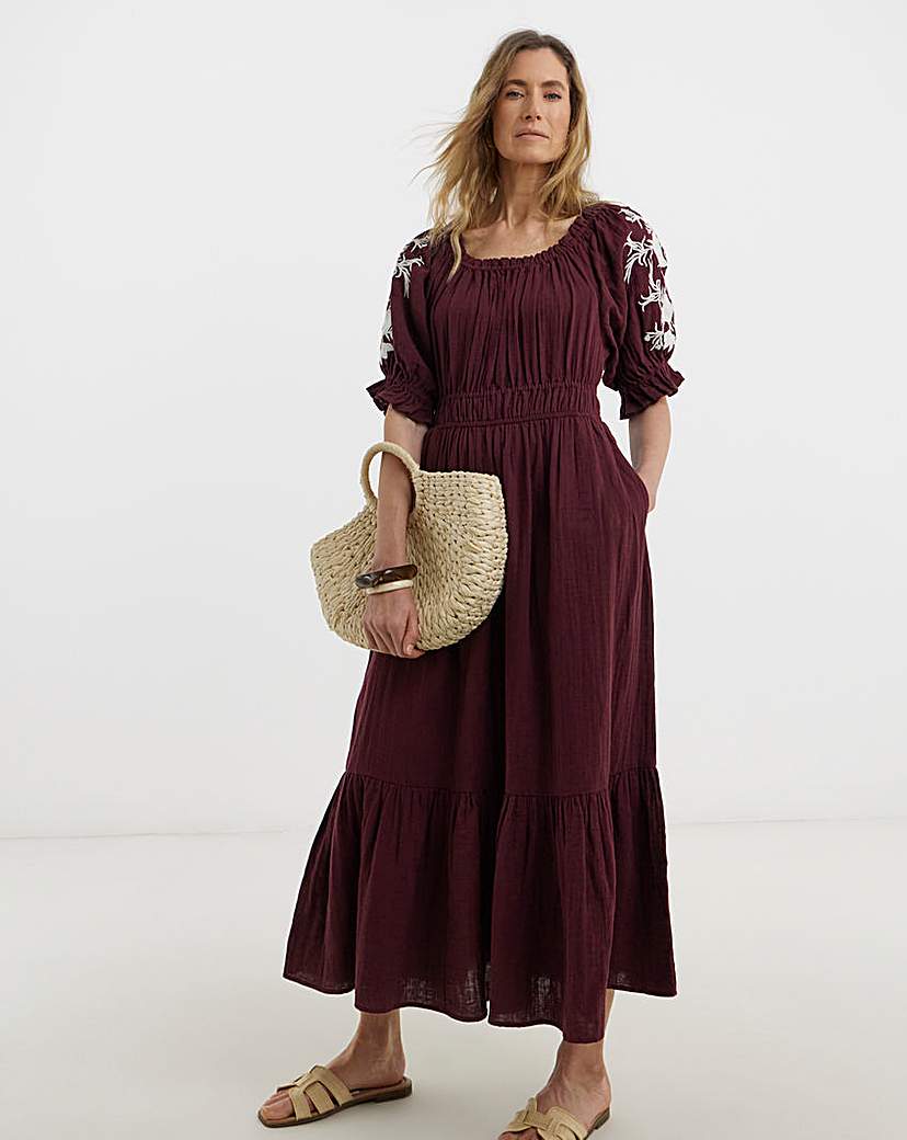 New In - Pure Cotton Embroidered Smock Dress