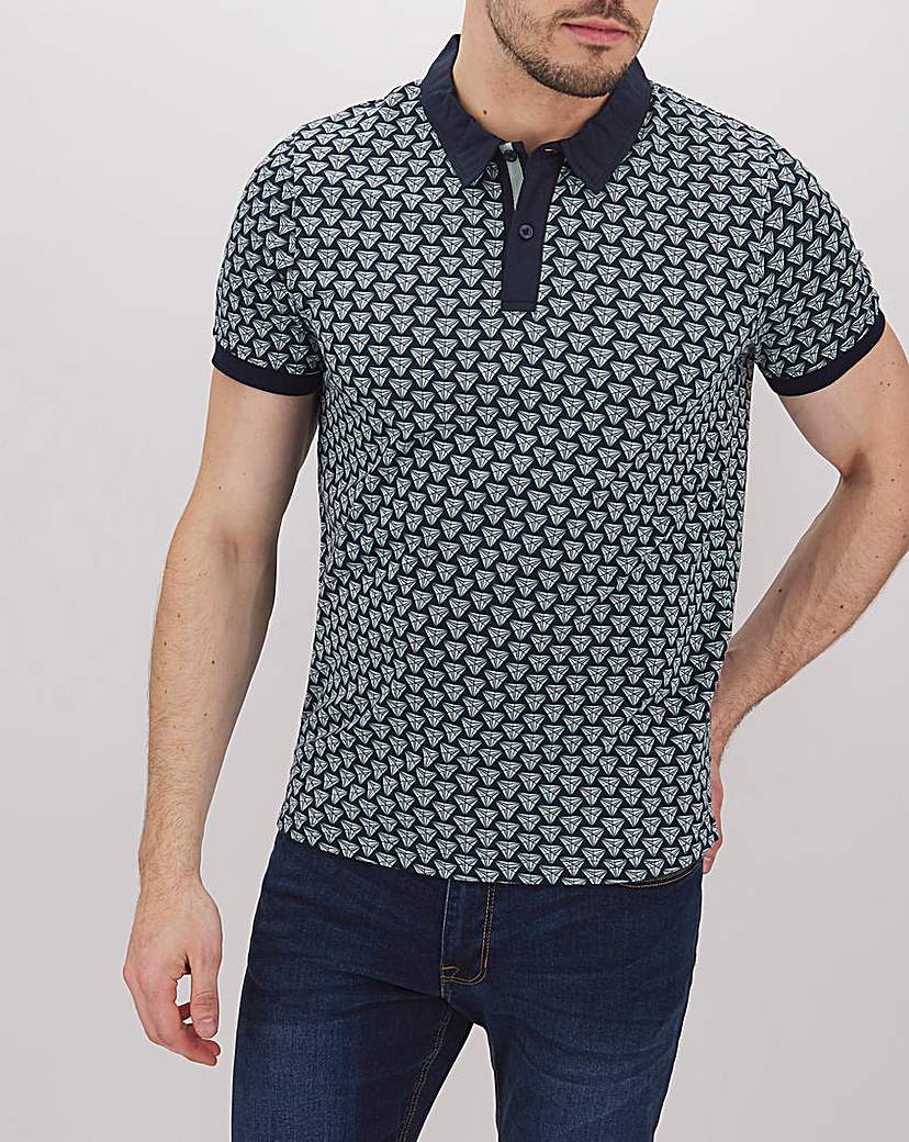 Image of Peter Werth Contrast Collar Geo Polo
