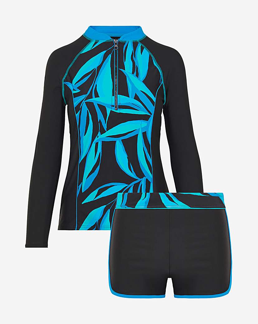Sports Rash Vest And Shorts Set - Leaf Print