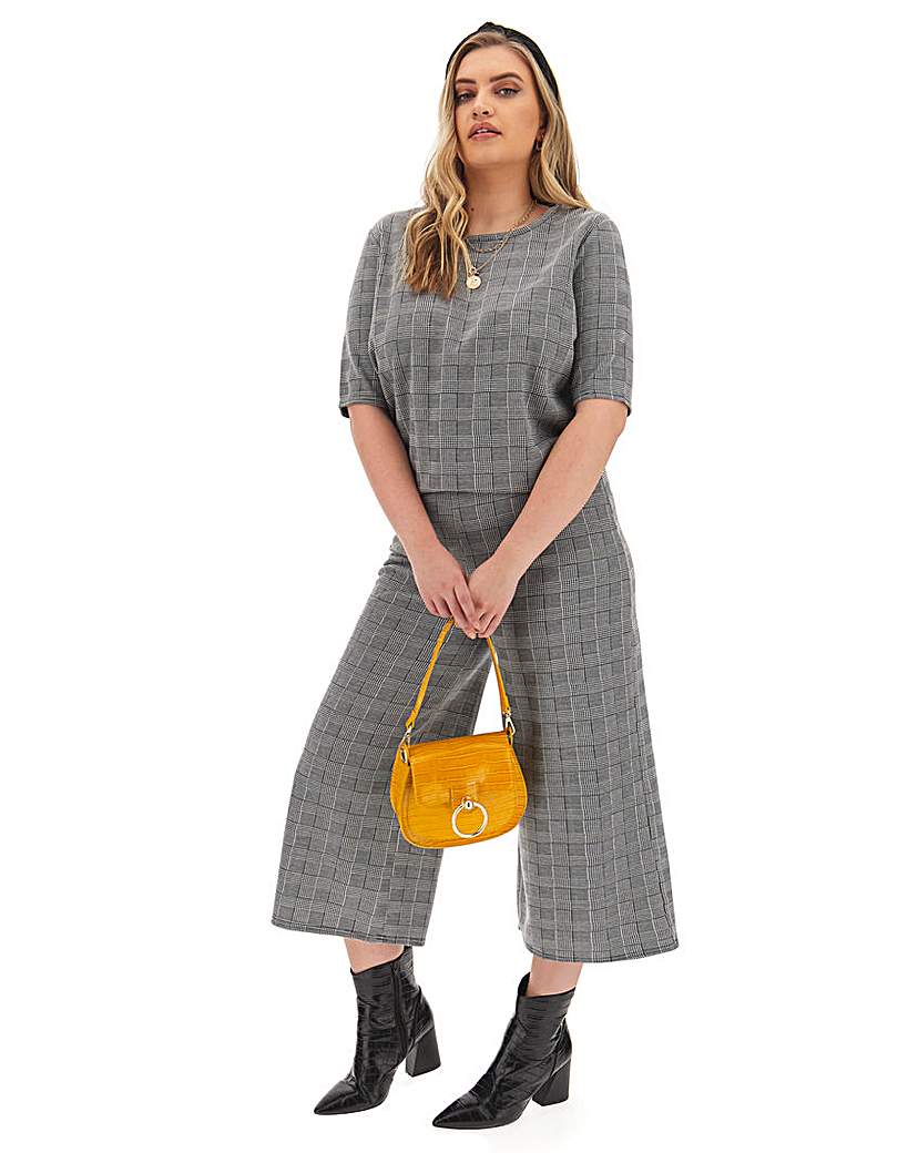 Image of Check Stretch Jersey Culottes