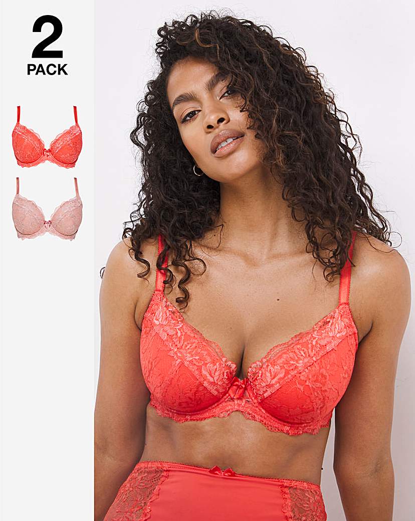 2 Pack Ella Lace Padded Plunge Bras