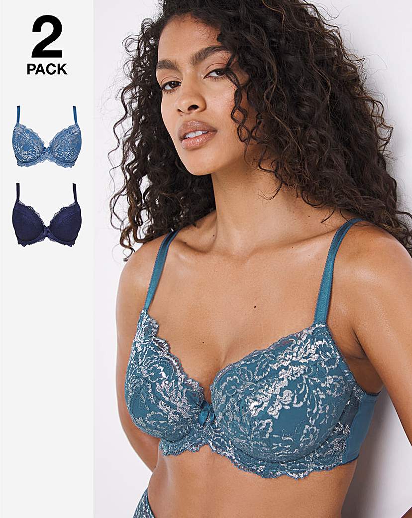 2 Pack Ella Lace Padded Plunge Bras