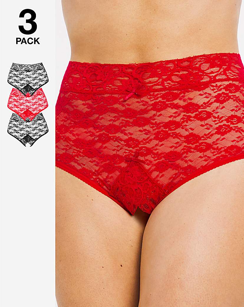 Simply Be 3 Pack Crotchless Lace Brief