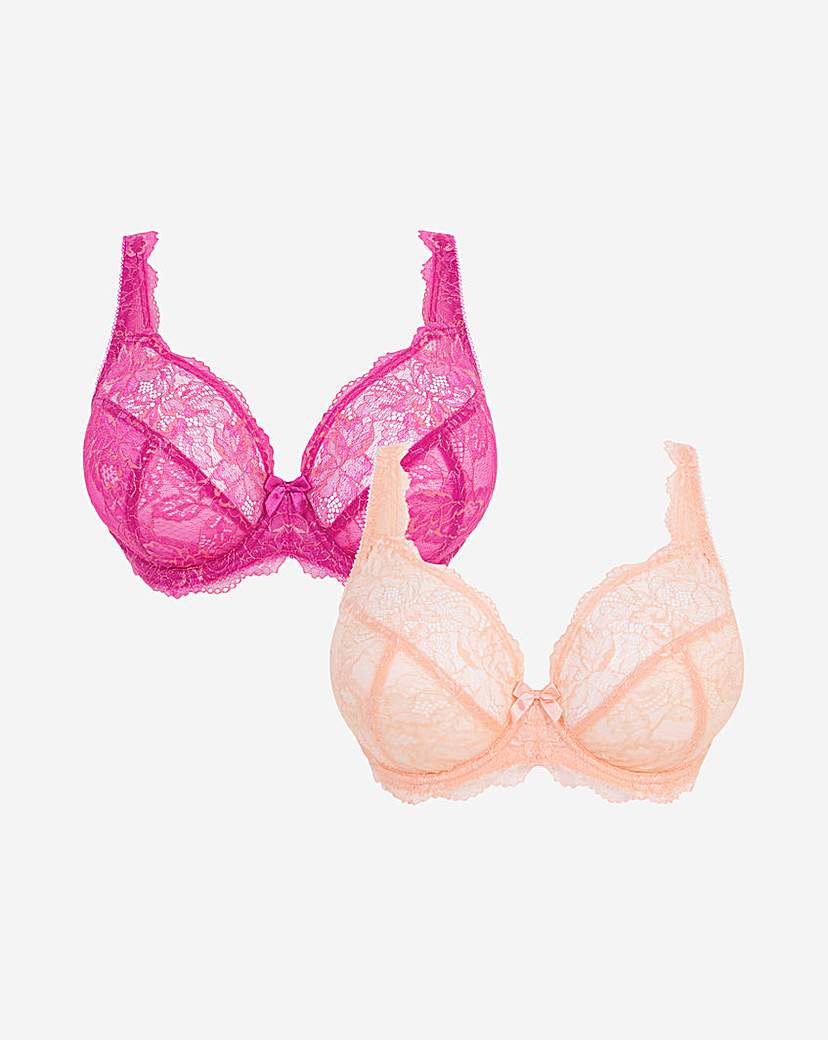 2 Pack Ella Lace Full Cup Wired Bras