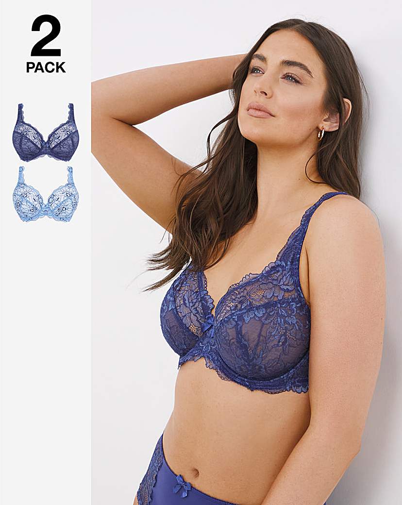 2 Pack Ella Lace Full Cup Wired Bras