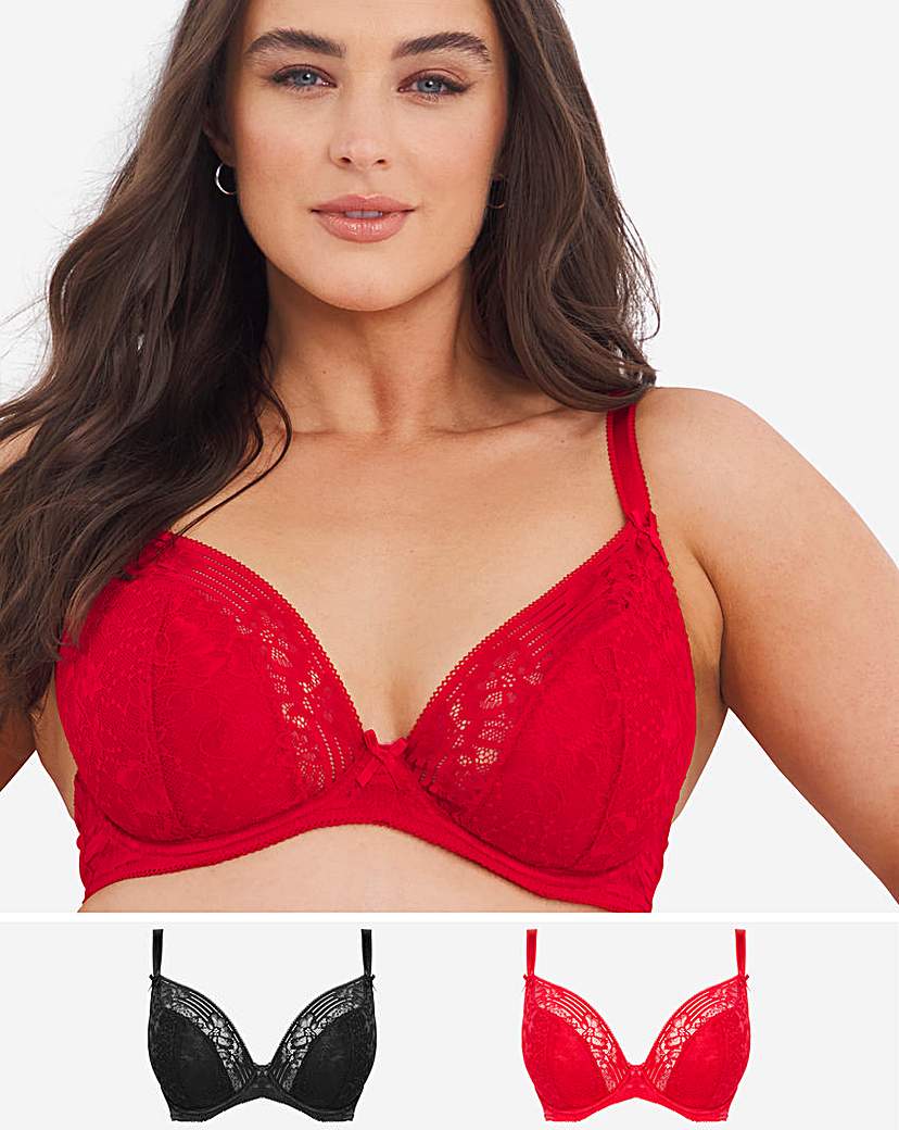 2 Pack Everyday Padded Lace Plunge Bras