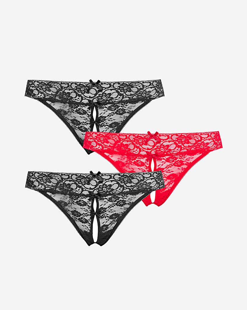 Simply Be 3 Pack Crotchless Thongs | Simply Be