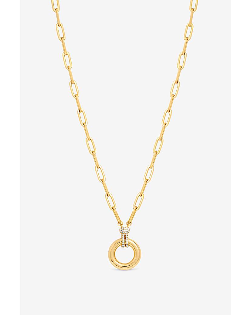 New In - 18K Gold Plated Pave Link Chain Necklace