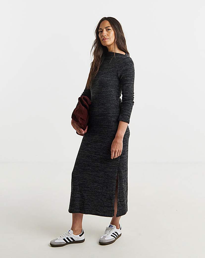 Rib Cut And Sew Slash Neck
