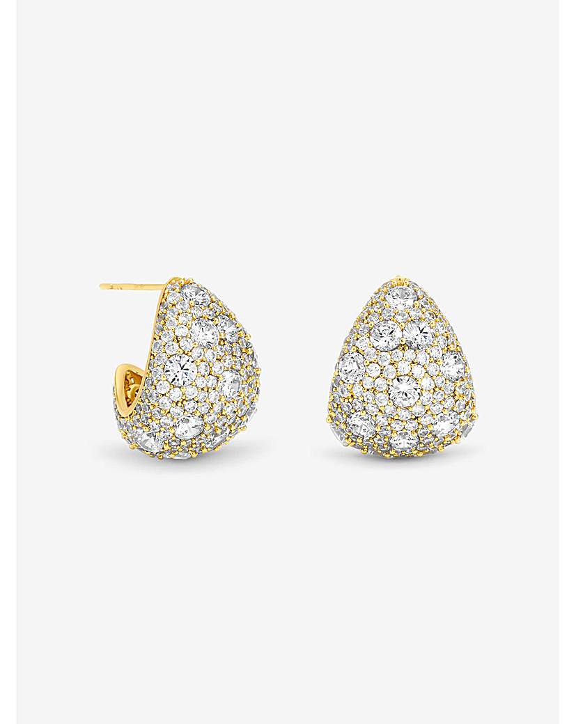 Gold Plated Crystal Large Dome Earrings
