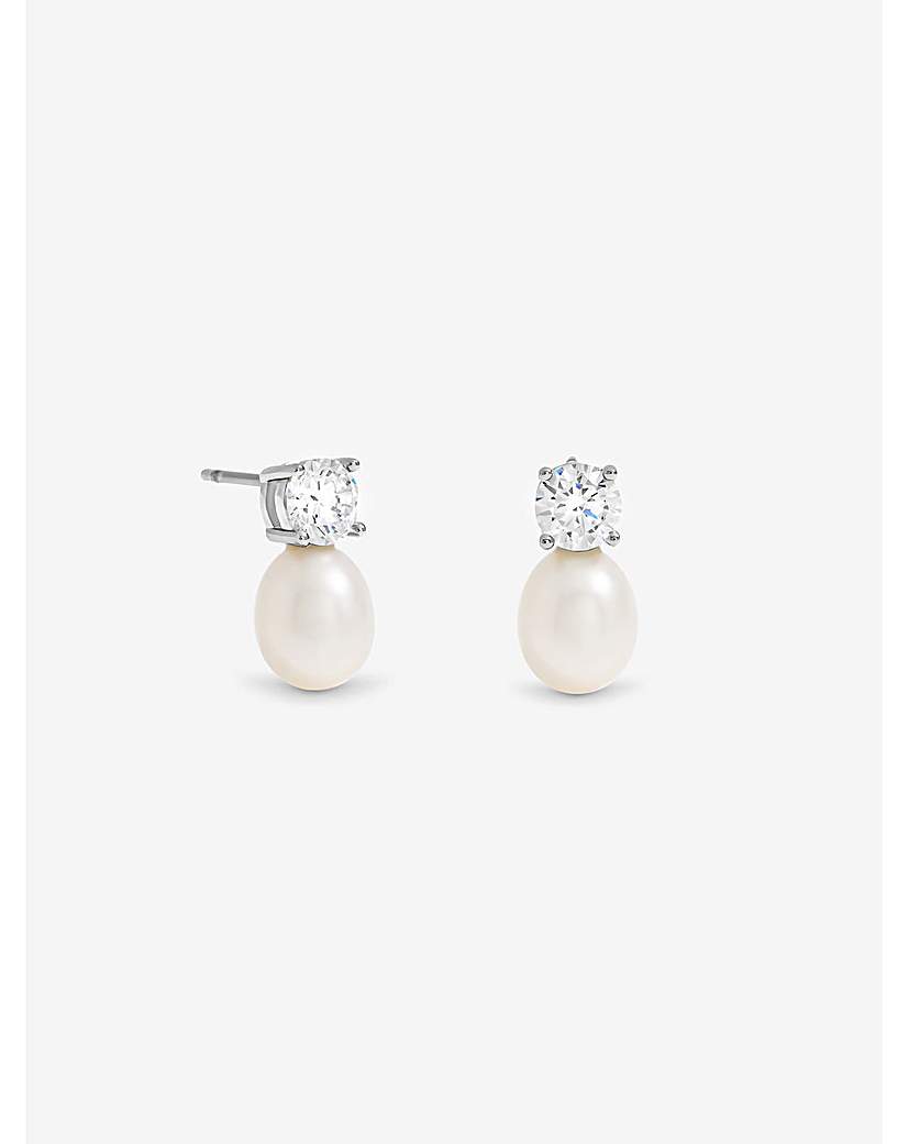 New In - Rhodium Fresh Water Pearl Earrings