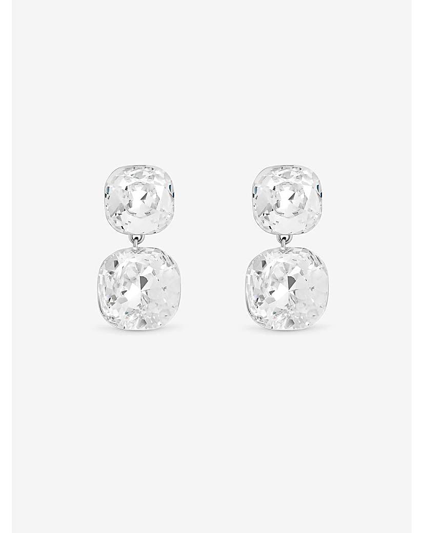 New In - Rhodium Plated Crystal Drop Earrings