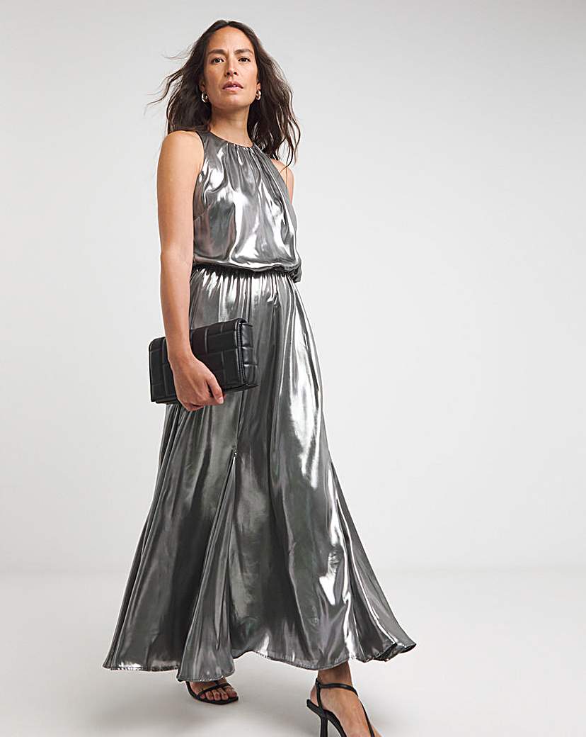 Metallic Godet Dress