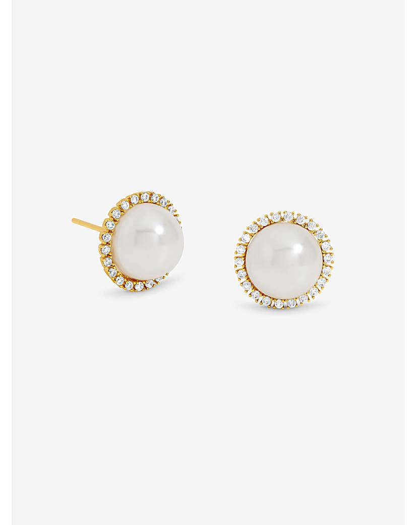 New In - Gold Plated CZ and Pearl Studs