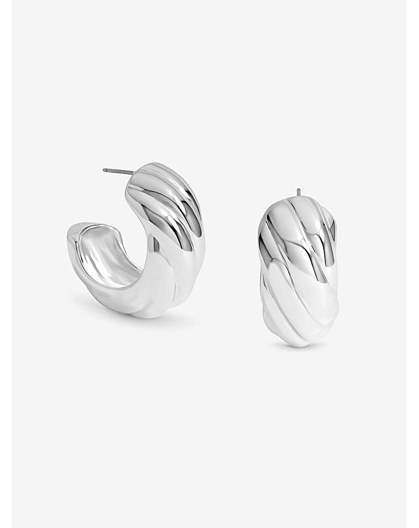 New In - Silver Polished Intertwined Hoops