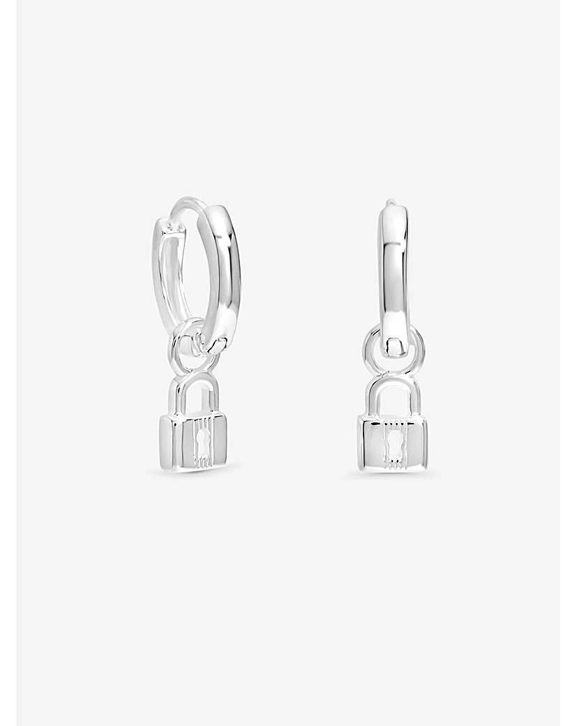 New In - Sterling Silver 925 Padlock Charm Hoops
