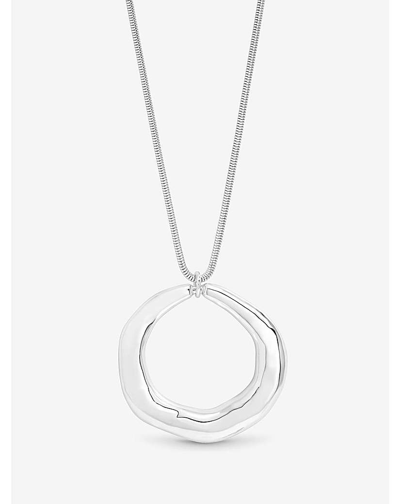 New In - Silver Abstract Long Open Pendant